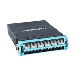 Commscope DM24-24LC-LSULL | 760236112 G2 ULL MPO-24 Distribution Module 1x24F MPO unpinned to 24F LC Aqua, Method B Enhanced OM4