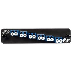 Commscope PNL-BK-012-SFA-LC02-BL-NS | 760149351 Adapter Panel, 1000-Type, Teraspeed Single-mode, 6 LC Duplex Blue Adapters, No Shutter, Black Finish