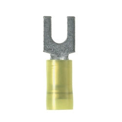Panduit PNF10-8F-L Fork Terminal, Funnel Entry, Nylon Insulated, 12, 10 AWG, #8 Stud Size, Pack of 50