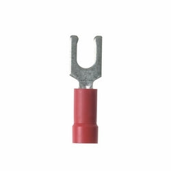 Panduit PV18-6LF-CY Locking Fork Terminal, vinyl insulated, funnel entry, 22 - 18 AWG, #6 stud size, standard package.