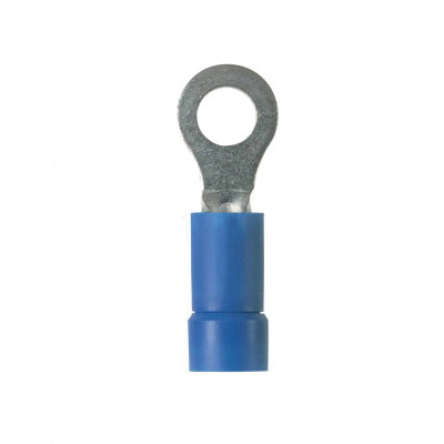 Panduit PV14-8R-C | Pan-Term PV14-8R-C Ring Terminal, Blue, Vinyl, 14-16 AWG, #8 Stud, PK100