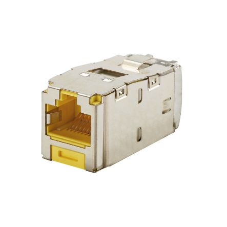 Panduit CJS6X88TGYLY Shielded Jack Module, Category 6A, RJ45, 10 Gb/s, 8-position, Yellow, 8-wire Universal, ABS Shield