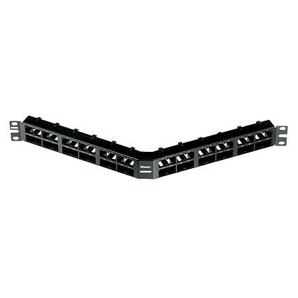 Panduit CPA48HDBL | Mini-Com, Angled,Shielded, Patch Panel, 48 Port, 1 RU, Black