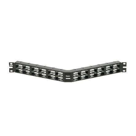 Panduit CPPA48HDVNSWBL | Mini-Com, Angled,Unshielded, Patch Panel, 48 Port, 1 RU, Black