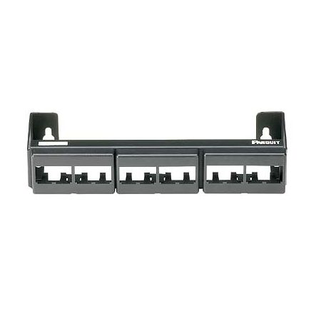 Panduit CWPP12WBL 12-Port Patch Panel Supplied With three Factory Installed CFFP4 Snap-In Faceplates With Integrated Wall Mount Bracket