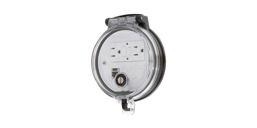 Panduit DAP4BC-G0-4C | Data Access Port, 4In. Base, GFCI Outlet, CAT 5E Shielded Coupler, CustOM Marking