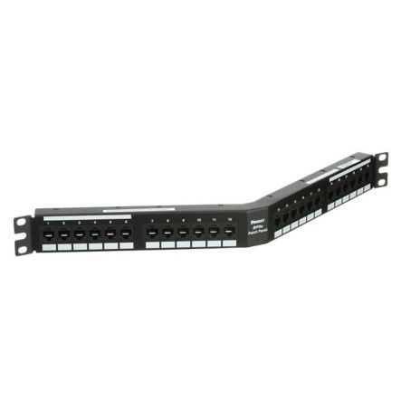 Panduit DPA245E88TGY | DP5e Angled Cat 5e Punchdown Patch Panel 24 Ports, 1RU, Black