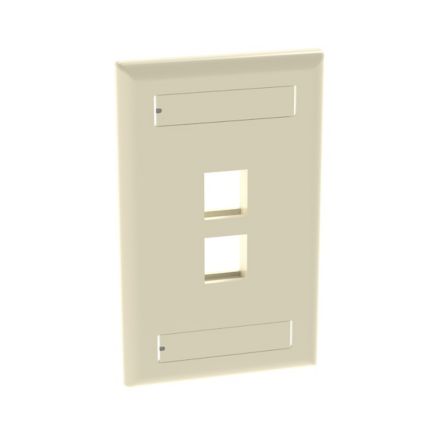 Panduit NK2FEIY | NK 2-Port, single gang, flush mount Faceplate With labels, Electric Ivory
