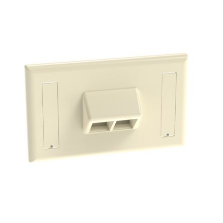 Panduit NK2HSFEIY | Netkey Faceplate 2-Port Horizontal Sloped Electric Ivory, Labels