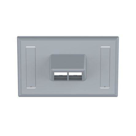 Panduit NK2HSFIGY | NetKey Faceplate, 2-Port, Horizontal, Sloped Int'l Gray, Labels