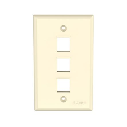 Panduit NK3FNEI | NK 3-Port, Single Gang, Flush Mount Vertical Faceplate, Electric Ivory