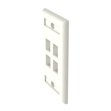 Panduit NK4FIWY | NK 4-Port, single gang, Flush Mount Vertical Faceplate With Labels, Off White