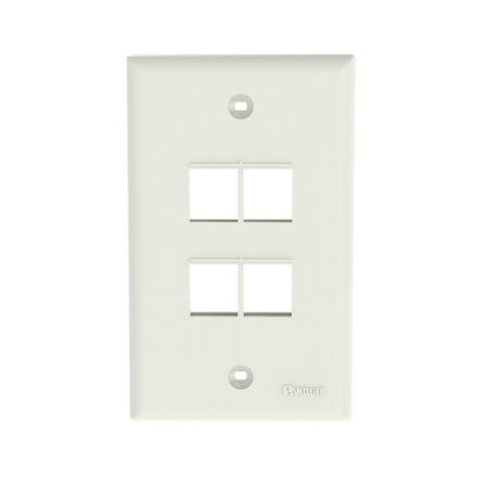 Panduit NK4FNIW | NK 4-Port, Single Gang, Flush Mount Vertical Faceplate, Off White