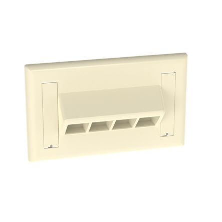 Panduit NK4HSFEIY | NetKey Faceplate 4-Port Horizontal Sloped Electric Ivory, Labels