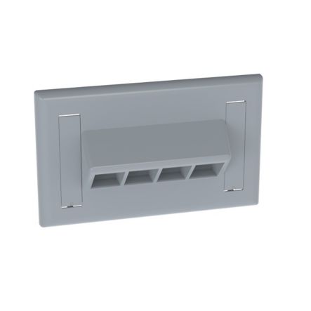 Panduit NK4HSFIGY | NetKey Faceplate, 4-Port, Horizontal, Sloped, Int'l Gray, Labels