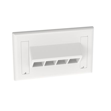 Panduit NK4HSFWHY | NetKey Faceplate, 4-Port Horizontal, Sloped, White, Labels