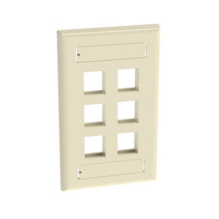 Panduit NK6FEIY | NK 6-Port, single gang, Flush Mount Vertical Faceplate With Labels, Electric Ivory