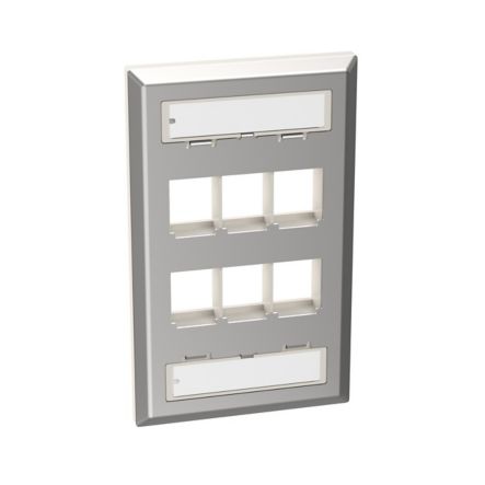 Panduit NKF6S | NK 6-Port, Single Gang, stainless Steel, Vertical Faceplate
