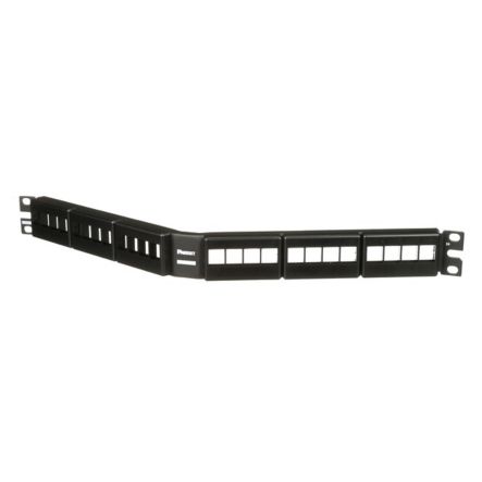 Panduit NKFPA24 | NetKey Patch Panel, Front Access, Angled, 24-Port, Black
