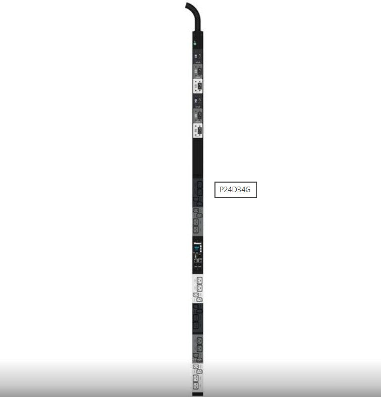 Panduit P24D34G | G6 MI PDU, 60A, (12) C13 / (12) C19, IEC 60309 3P+E 9h, 60A, 3m Top-Fed, Black