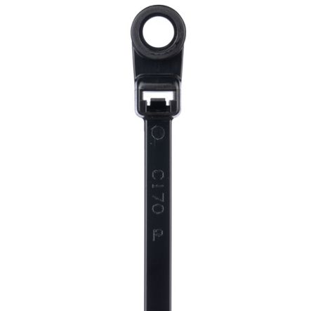 Panduit PLC2S-S10-C0 Clamp Tie, 7.9";L (201mm), #10 (M5) Screw, Standard, Weather-resistant, Black, Pack of 100