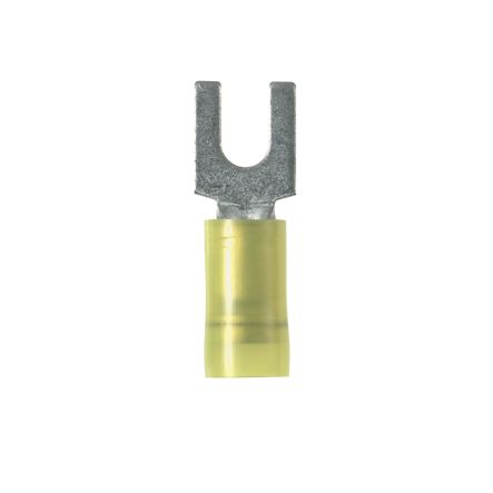 Panduit PNF10-8F-L Fork Terminal, Funnel Entry, Nylon Insulated, 12, 10 AWG, #8 Stud Size, Pack of 50