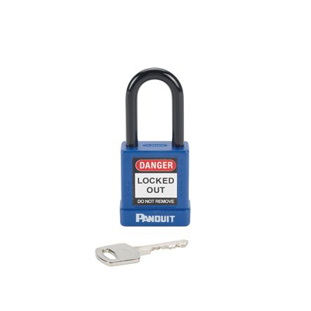 Panduit PSL-8BU | Psl-8Bu Short Shackle Padlock, Blue, 1.58", Pk1