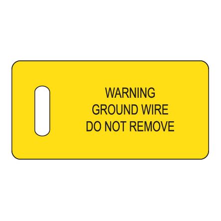 Panduit PT-GND Ground Warning Tag, 2.75";x1.38"; with slot, ’;Warning?’;, 100 tags/pk, Black/Yellow