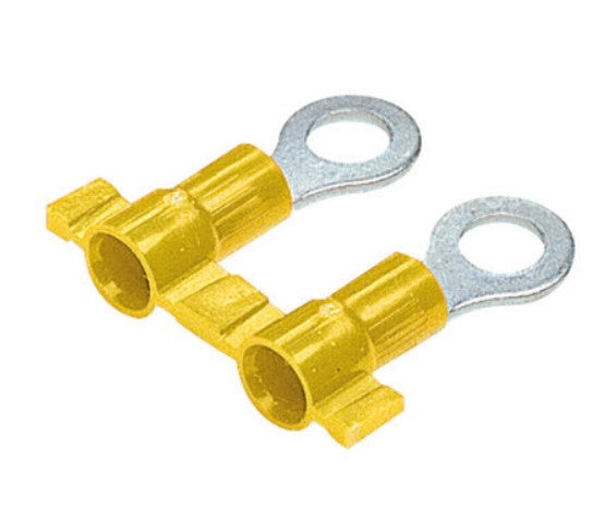 Panduit PV10-14RB-2K | Ring Terminal, Yellow, Vinyl, 10-12 AWG, 1/4" Stud