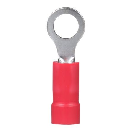 Panduit PV18-10R-CY | Pan-Term Ring Terminal, Red, Vinyl, 16-22 AWG, #10 Stud, PK100