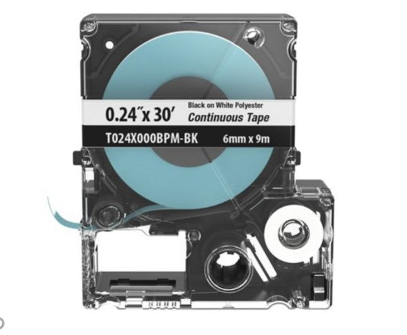 Panduit T024X000BPM-BK | PXE Cassette, Continuous Tape, Polyester, .24" W x 30' L, BL/WH