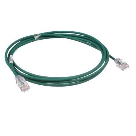 Panduit UTP28SP7GR | Copper Patch Cord, RJ45-RJ45, Small Diameter, 28 AWG, Green CM/LSZH UTP Cable, 7 FT.