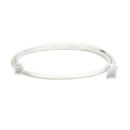 Panduit UTPCH2Y | Copper Patch Cord, STP, Category 5e, Black Boots, Pan-Plug Modular Plugs, T568A Wiring, Off White Jacket, 2 Feet