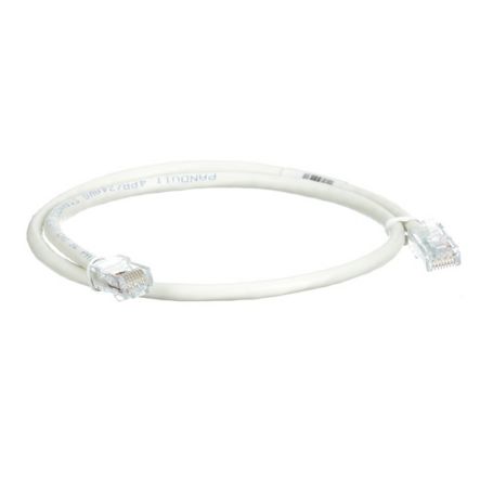 Panduit UTPCH2Y | Copper Patch Cord, STP, Category 5e, Black Boots, Pan-Plug Modular Plugs, T568A Wiring, Off White Jacket, 2 Feet