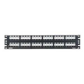 Panduit CP48WSBLY Mni-com All Metal Modular Patch Panel, 48-port, 2ru (rack Units), Black. Includes Strain Relief Bar