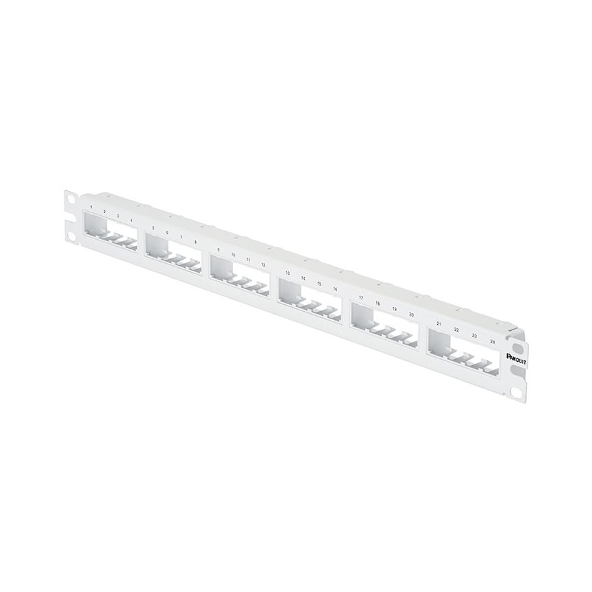 Panduit CPP24FMWWH | PanNet Mini Com 24-port Modular Flush Mount Patch Panel in White
