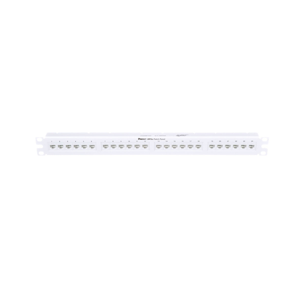 Panduit DP245E88TGWH | DP5e Flat Cat 5e Punchdown Patch Panel 24 Ports, 1RU, White
