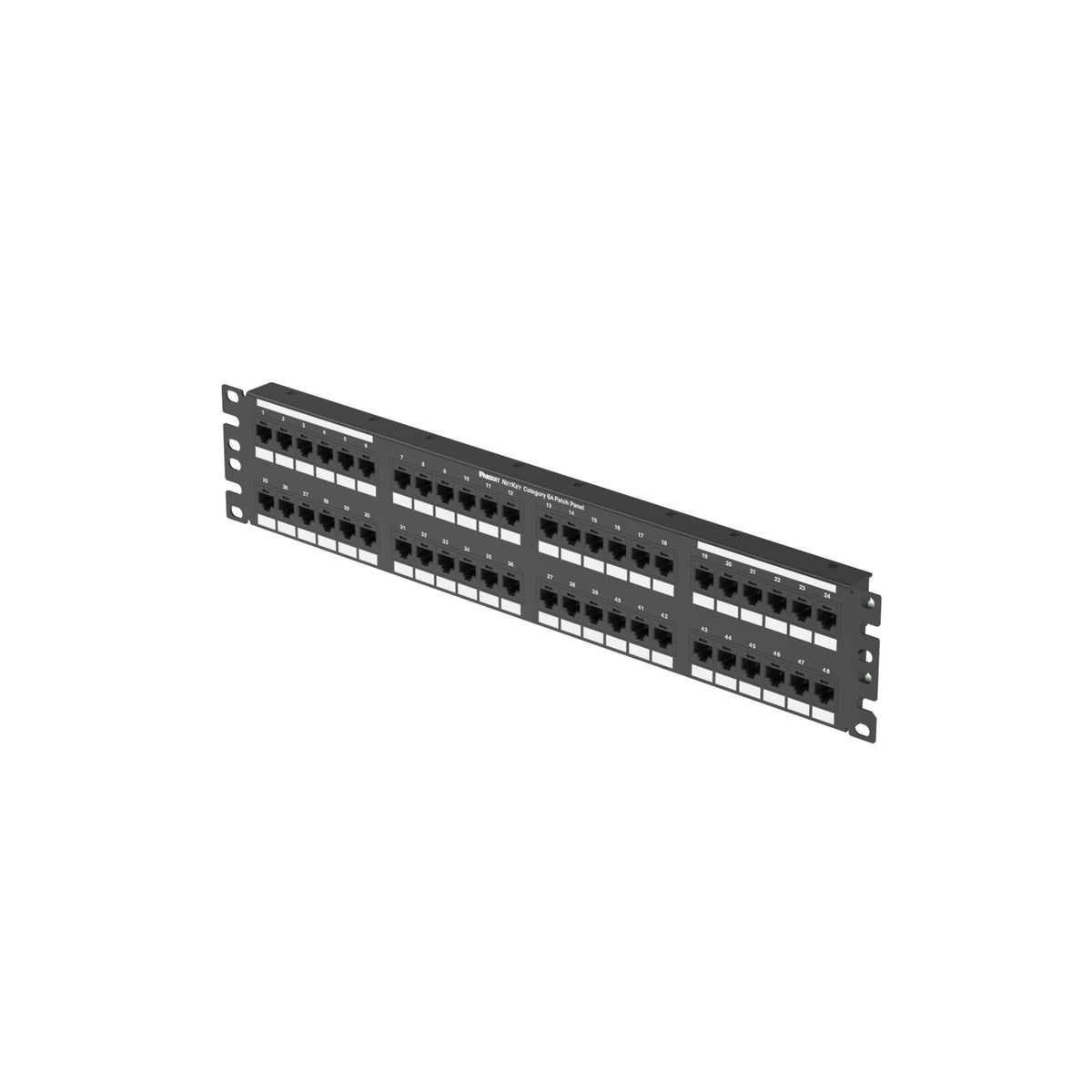 Panduit NK6XPPG48Y | Panduit NetKey | Network Patch Panel - 48 Port(s) - 48 x RJ-45 - 2U High - Black - 19" Wide - Rack-mountable