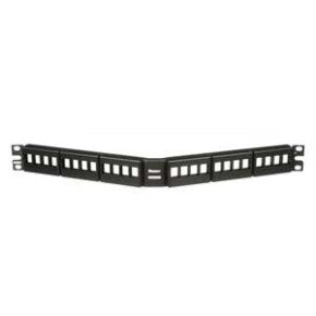 Panduit NKFPA24 | NetKey Patch Panel, Front Access, Angled, 24-Port, Black