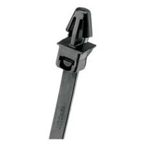 Panduit PLP2S-M0 | Pan-Ty PLP2S-M0 Locking Push Mount Tie, Black, UV PA6.6, 7.9"L, 50lb, PK1000