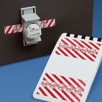 Panduit PSL-CBWL | Panduit - Message tape - do not throw switch - self-adhesive - vinyl cloth - black, white, red (pack of 60)