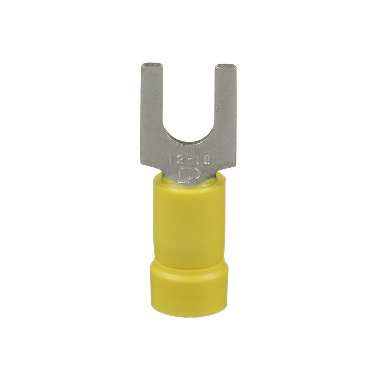Panduit PV10-10F-D | Pan-Term PV10-10F-D Fork Terminal, Yellow, Vinyl, 10-14 AWG, #10 Stud, PK500