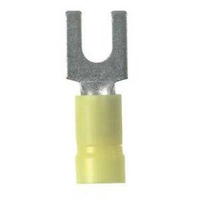Panduit PV10-10F-L | Pan-Term PV10-10F-L Fork Terminal, Yellow, Vinyl, 10-14 AWG, #10 Stud, PK50