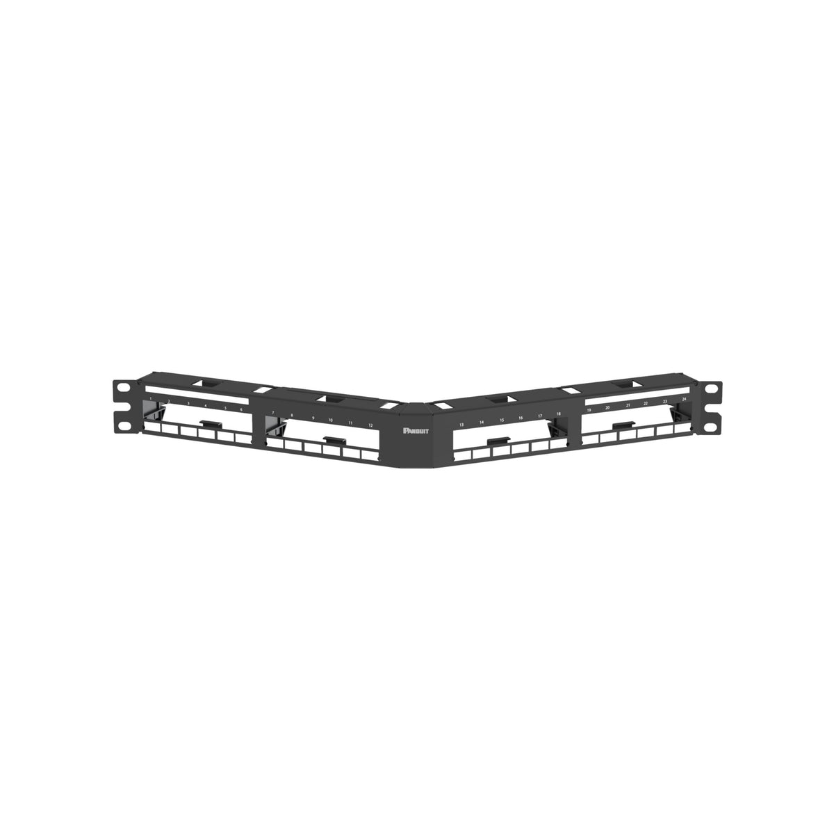 Panduit QAPP24BL | QuickNet Angled Patch Panel, 24 Port, 1 RU, Black