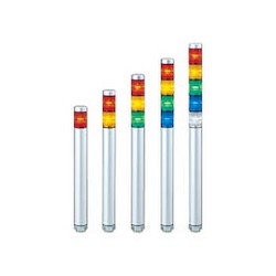 Patlite Corporation MP-102-R | 30mm 1-Tier LED Signal Tower, 24V AC/DC, Direct Mount, Silver Body, Led: Red