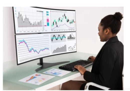 Peerless LCT650SD | 1x2 Freestanding Desktop Stand for 24" to 49" Ultra-Wide Curved Monitors