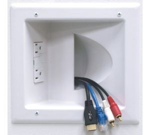 Peerless IBA5-W | In-Wall Plastic Cable Plate With Surge Suppressor