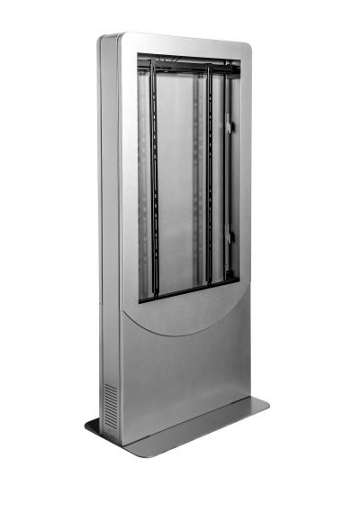 Peerless KIPC2543B-S | Floorstanding Back-to-Back Portrait Kiosk for Two 43" Displays up to 1.81" Deep, Silver