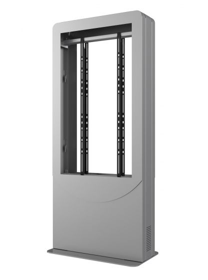 Peerless KIPC2546B-S-3 | Floorstanding Portrait Back-to-Back Kiosk for Two 46" Displays up to 3" Deep, Silver