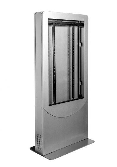 Peerless KIPC2546B-S | Floorstanding Back-to-Back Portrait Kiosk for Two 46" Displays up to 1.81" Deep, Silver